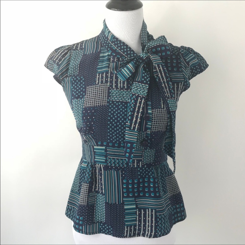Anthropologie Odille 100% Silk Peplum Top